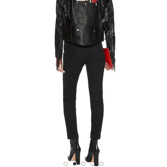 Coach Black Leather Jacket with Fringe and Ribbed Hem - Picture 2 of 6